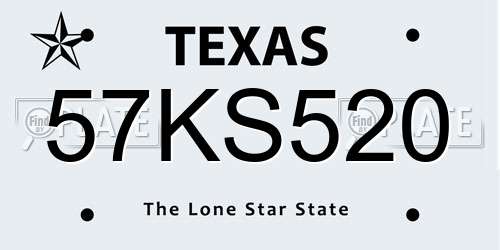 57KS520 Texas License Plate