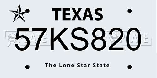 57KS820 Texas License Plate