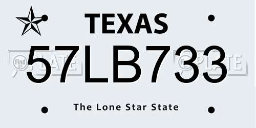57LB733 Texas License Plate
