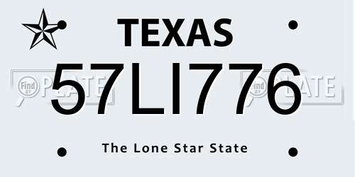 57LI776 Texas License Plate