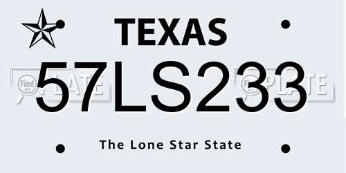 57LS233 Texas License Plate