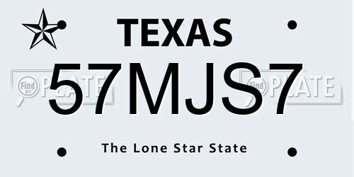 57MJS7 Texas License Plate