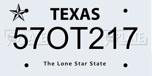 57OT217 Texas License Plate
