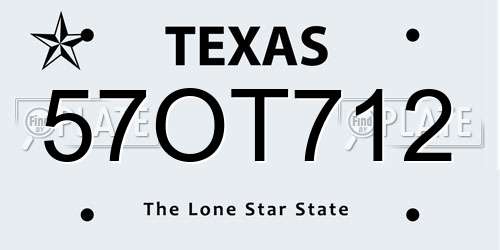 57OT712 Texas License Plate
