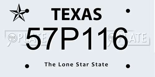 57P116 Texas License Plate