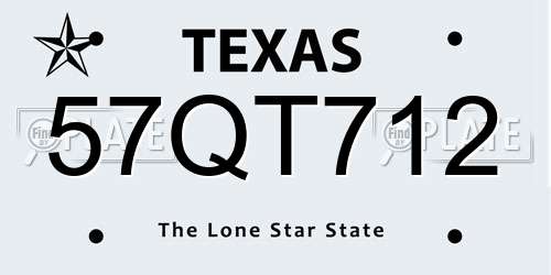 57QT712 Texas License Plate