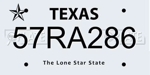 57RA286 Texas License Plate