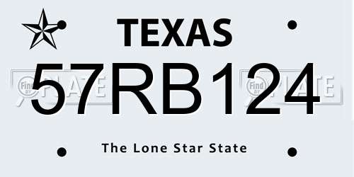 57RB124 Texas License Plate