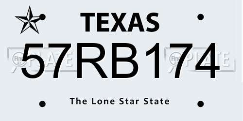 57RB174 Texas License Plate