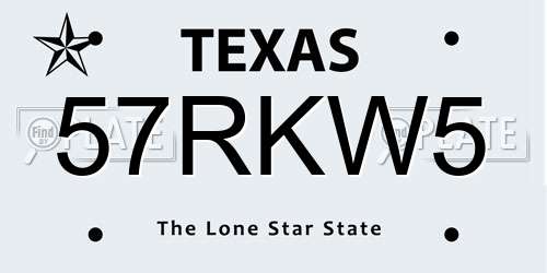 57RKW5 Texas License Plate