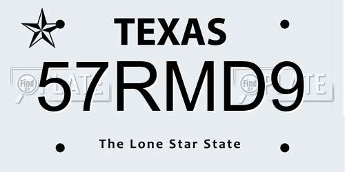57RMD9 Texas License Plate