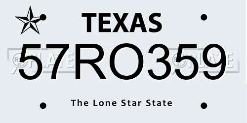 57RO359 Texas License Plate