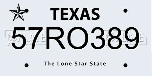 57RO389 Texas License Plate