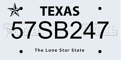 57SB247 Texas License Plate