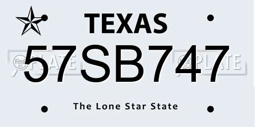 57SB747 Texas License Plate