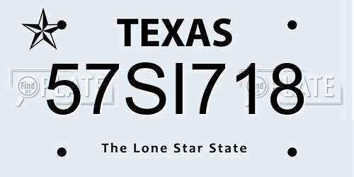 57SI718 Texas License Plate