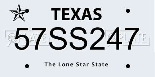 57SS247 Texas License Plate
