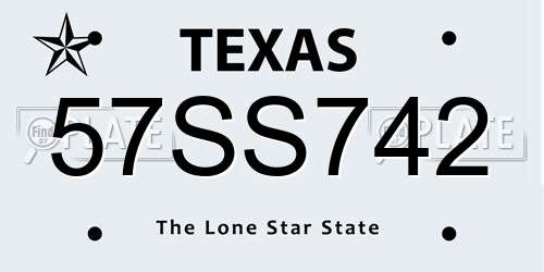 57SS742 Texas License Plate