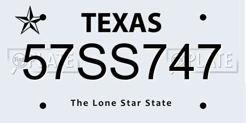57SS747 Texas License Plate