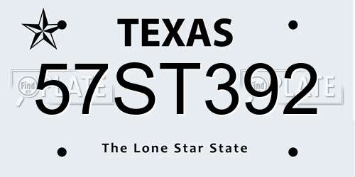 57ST392 Texas License Plate