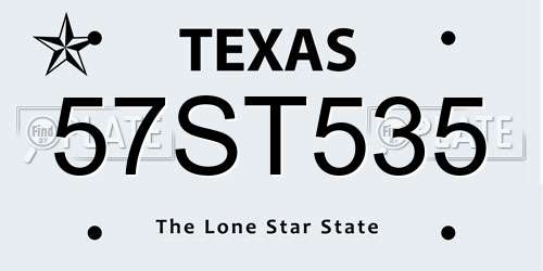 57ST535 Texas License Plate