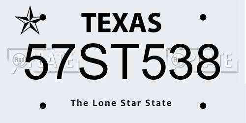 57ST538 Texas License Plate