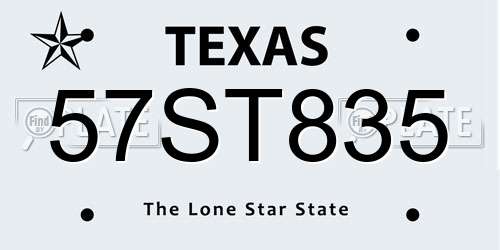 57ST835 Texas License Plate