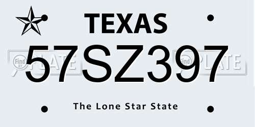 57SZ397 Texas License Plate