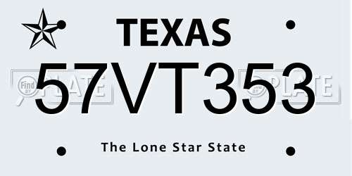 57VT353 Texas License Plate