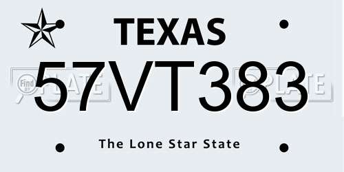 57VT383 Texas License Plate