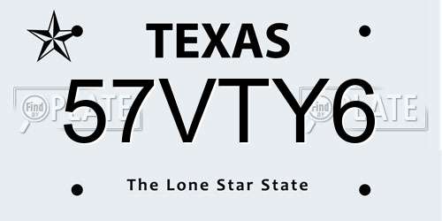 57VTY6 Texas License Plate