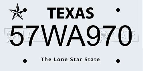 57WA970 Texas License Plate