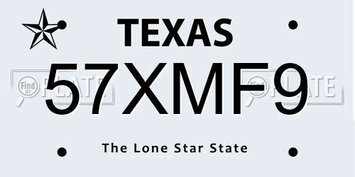 57XMF9 Texas License Plate