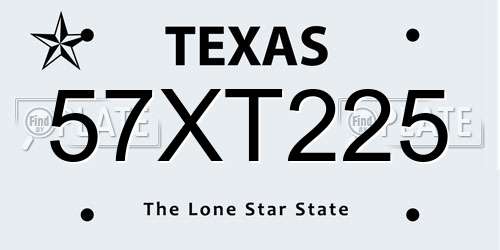 57XT225 Texas License Plate
