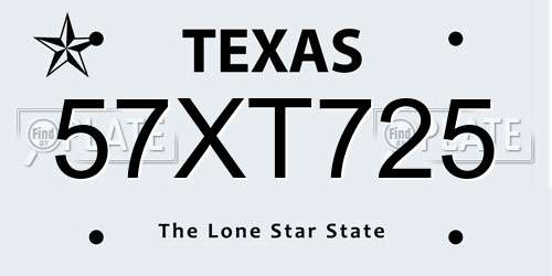57XT725 Texas License Plate
