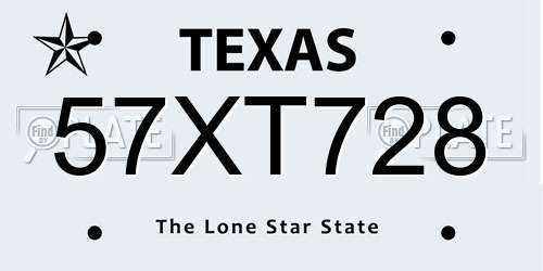 57XT728 Texas License Plate