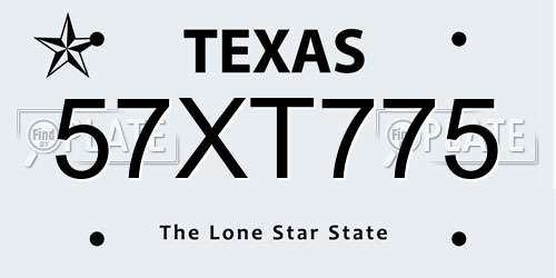 57XT775 Texas License Plate