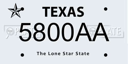 5800AA Texas License Plate