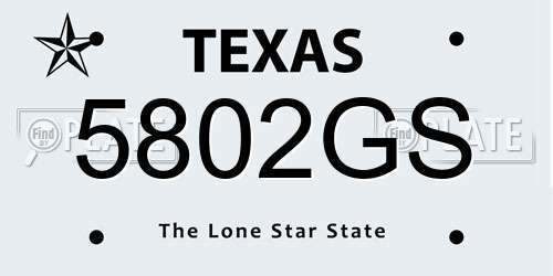 5802GS Texas License Plate