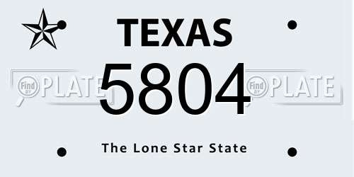 5804 Texas License Plate
