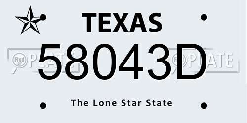 58043D Texas License Plate