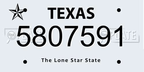 5807591 Texas License Plate