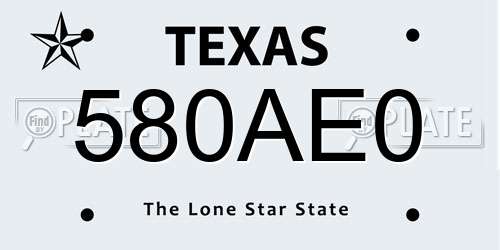 580AE0 Texas License Plate