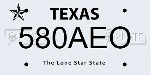 580AEO Texas License Plate