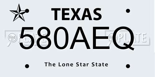 580AEQ Texas License Plate