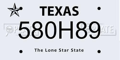 580H89 Texas License Plate