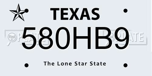 580HB9 Texas License Plate
