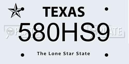 580HS9 Texas License Plate