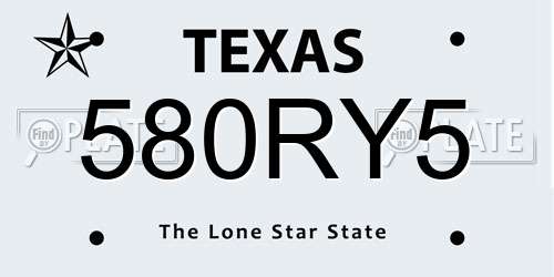 580RY5 Texas License Plate