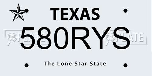 580RYS Texas License Plate